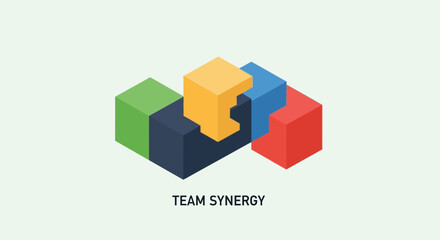 Fototapeta premium Colorful Jigsaw Puzzle Pieces Team Synergy.