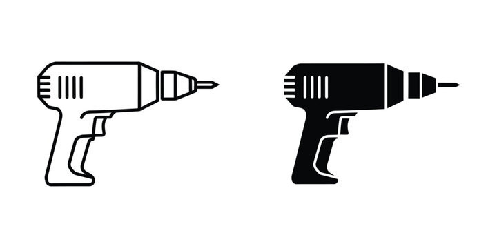 Contrast between a white and black electric drill icon design