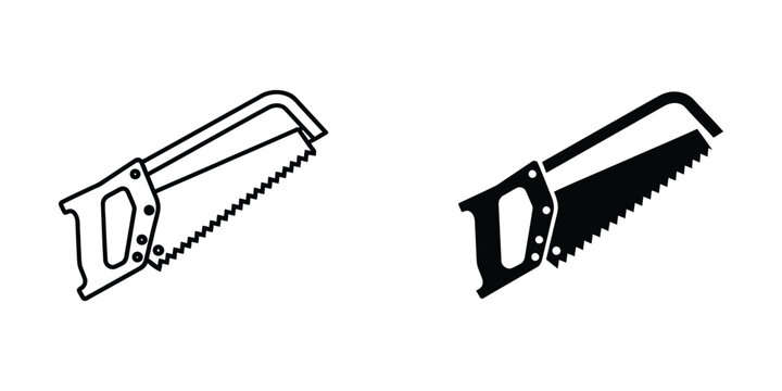 Comparison of a handsaw and a bow saw with different handle designs