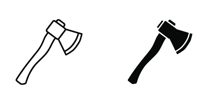 Two different styles of traditional axes depicted in a simple black and white illustration