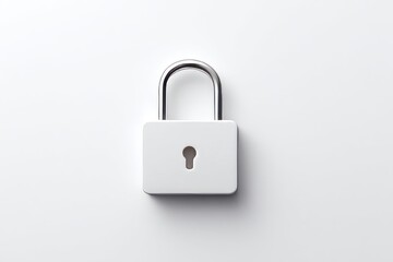 Fototapeta premium Minimalist silver padlock on white background symbolizing security and protection