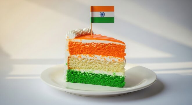 Independence day india celebration cake with tricolor flag
