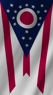 Vertical Ohio Burgee Flag, Buckeye State 4K Motion Graphics