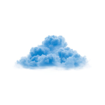 A beautiful fluffy blue cloud isolated on a white background.