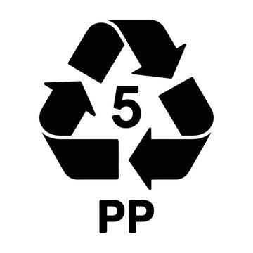 Vector recycling symbol with the number 5 and pp