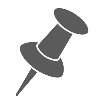 Gray vector of a metallic pushpin with a sharp point and round head