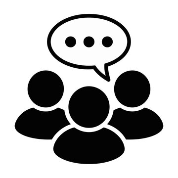 Vector icon of four people engaged in conversation