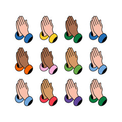 Fototapeta premium A diverse group of hands with palms together in prayer