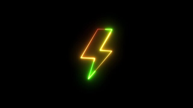 saber color glowing icon animation video on black background.Glowing animation on Black background