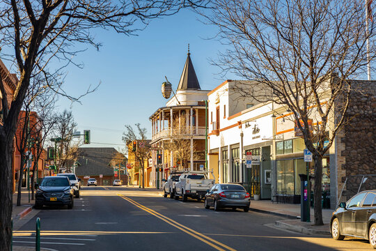 Old Downtown Shops and Market Street in Flagstaff Arizona
