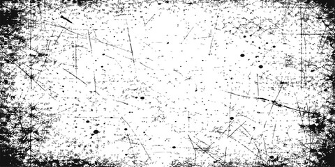 Obraz premium Vintage black grunge background featuring a dirty ink splash texture and an old paper paint design with a grungy vector border frame for artistic wallpaper