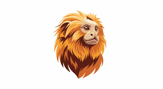 Stylized golden monkey head with flowing mane, against a white background