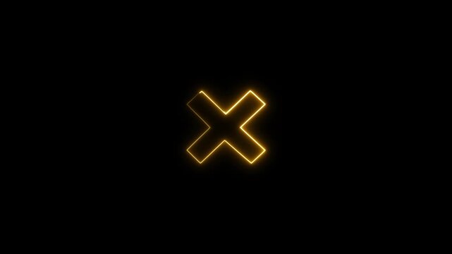 saber color glowing icon animation video on black background.Glowing animation on Black background