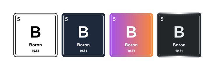 Boron B 5 Periodic Table Element Tile. Vector Illustration, Minimalist Design, Isolated on Background, UI Icon Style, Modern Chemistry Graphics. © Oleg