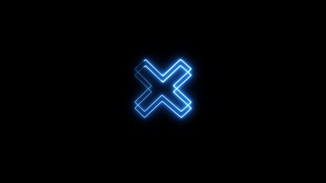 saber color glowing icon animation video on black background.Glowing animation on Black background