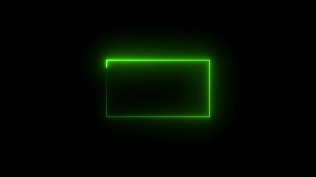 Neon line Green rectangle border illustration neon line black background video animation 