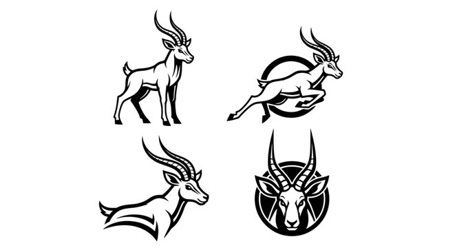 Elegant Antelope Illustrations - A Collection of Graceful Wildlife Designs.