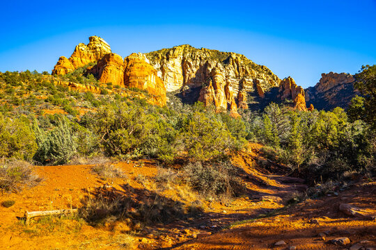 Red Rock Formations at Sunrise on Devils Bridge Trail in Sedona Arizona
