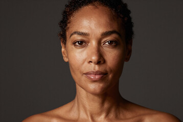 Obraz premium Elegant African American Woman with Glowing Skin Radiance