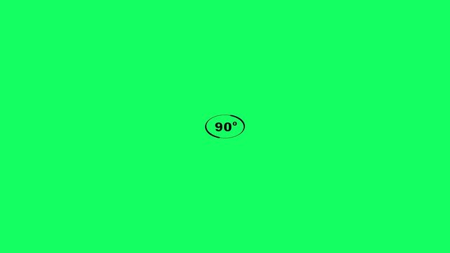 Animated 90 degree rotate view icon on green background. 90&deg; icon animation with optional lama matte and rotated circle