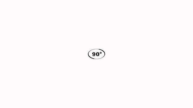 Animated 90 degree rotate view icon on white background. 90&deg; icon animation with optional lama matte and rotated circle