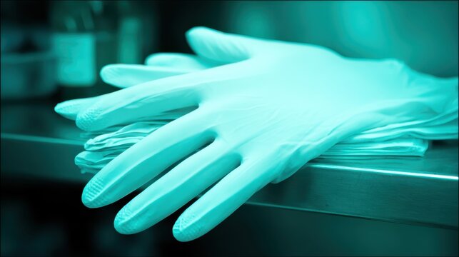 Stack of sterile disposable examination gloves, essential medical protective equipment for hygiene and safety.