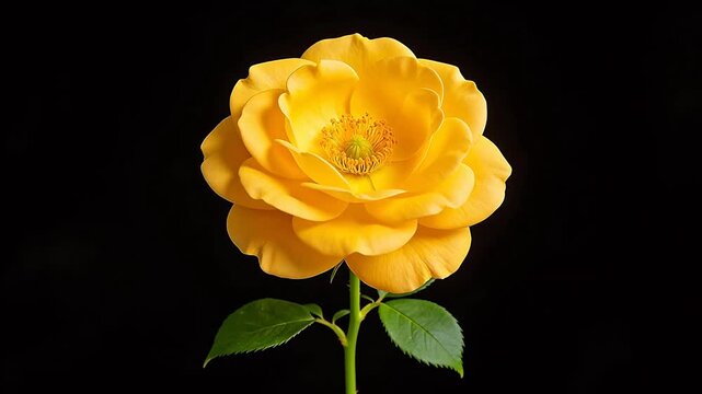 Yellow rose against black background