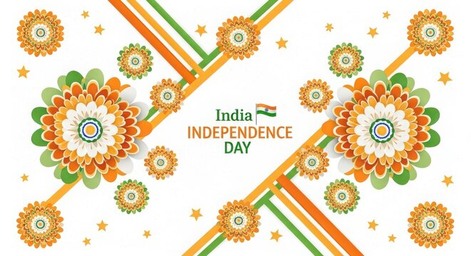 India independence day celebrations with vibrant floral patterns and tricolor decorations