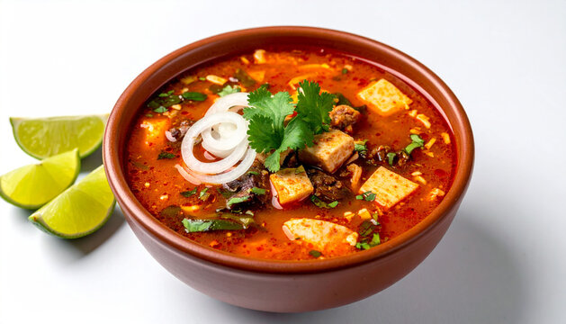 Mexican Menudo Soup on White Background