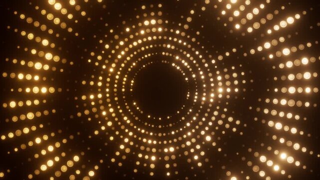 Glamour Abstract background with gold bright lights. Glitter celebration golden texture. Seamless loop.