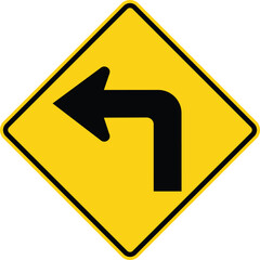 Turn Left US Road Sign Vector Icon Transparent Background Traffic Direction Symbol  © Griffin9678