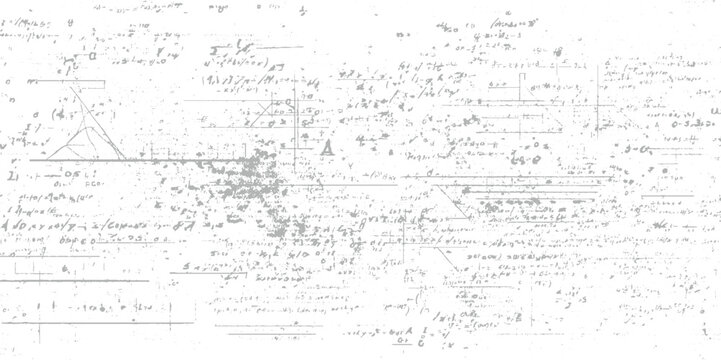 Vintage handwritten scientific formulas and geometric diagrams on distressed paper texture