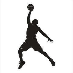 Basketball player performing slam dunk silhouette © Creatixa