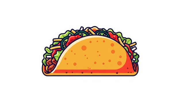 Delicious taco with ground beef, lettuce, and tomatoes in a yellow shell