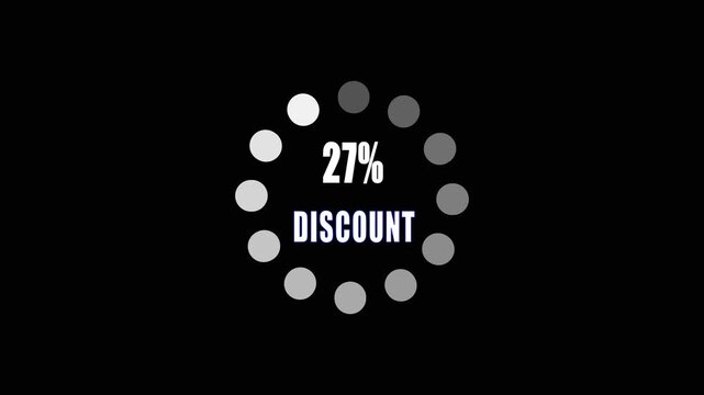 27 Percent Discount Promotional Banner with Circular Loading Indicator on Black Background