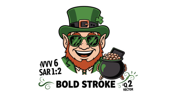 Leprechaun Wearing Sunglasses Smiling Face.