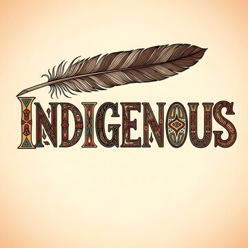 Indigenous logo with feather and text