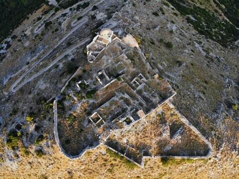 Albania landmark. Ruins of Borsh Castle in Vlore County, Albania.