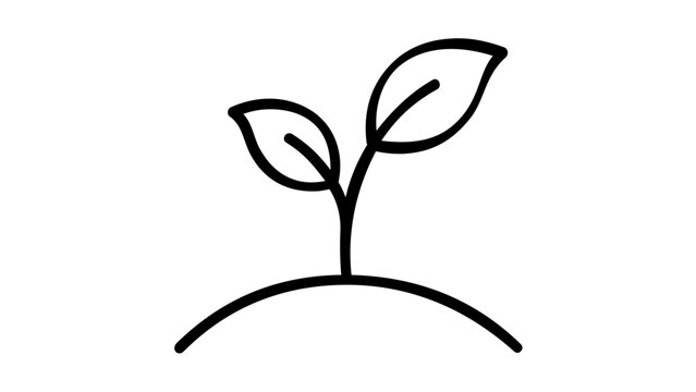 Minimalist vector illustration of a young sprout seedling growing from the soil, representing nature, environmental conservation, sustainability, and new life growth in a clean flat line art style.