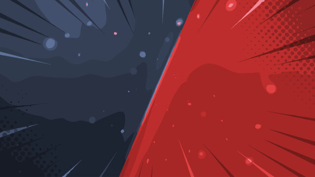 Dynamic split background with contrasting red and dark blue, evoking competition and energy