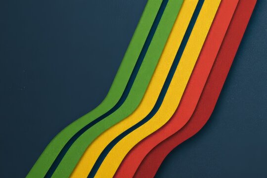 vector graphic design of a retro, groovy background with three colorful lines, simple and minimalistic, green, yellow, and red, in a vintage style 