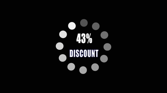 43 Percent Discount Promotional Banner with Circular Loading Indicator on Black Background