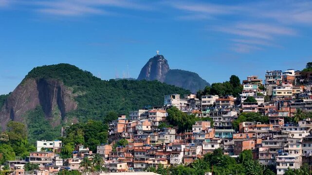 Corcovado Mountain With Christ the Redeemer Statue Rising Above the Favela in Rio de Janeiro, Brazil