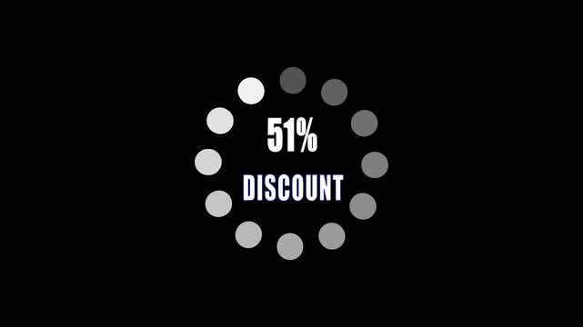 51 Percent Discount Promotional Banner with Circular Loading Indicator on Black Background