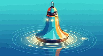 Vibrant Blue and Orange Glass Buoy. © Mangnu