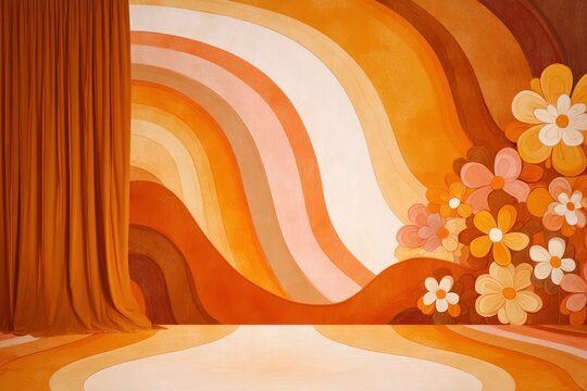 groovy retro 1970 warm-toned theme backdrop 