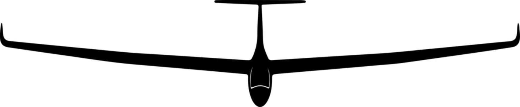 Sleek Black Silhouette of a Sailplane Glider, Representing Silent Flight and Aerial Grace