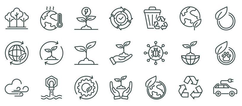 Environment icon collection set outline