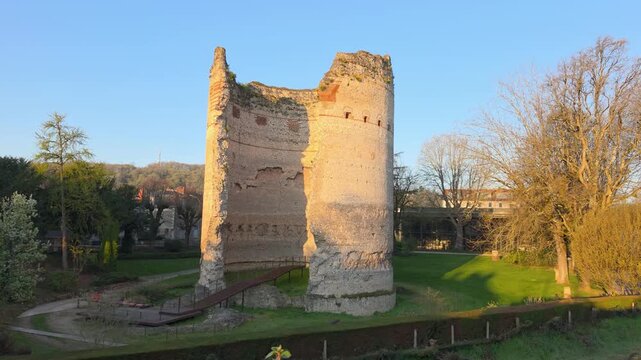 Perigueux, France - view of Tower of Vesunna (Tour de Vesone), the vestige of a Gallo-Roman fanum (temple)