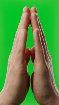 3D Folded Hands Emoji on Green Screen Vertical Video